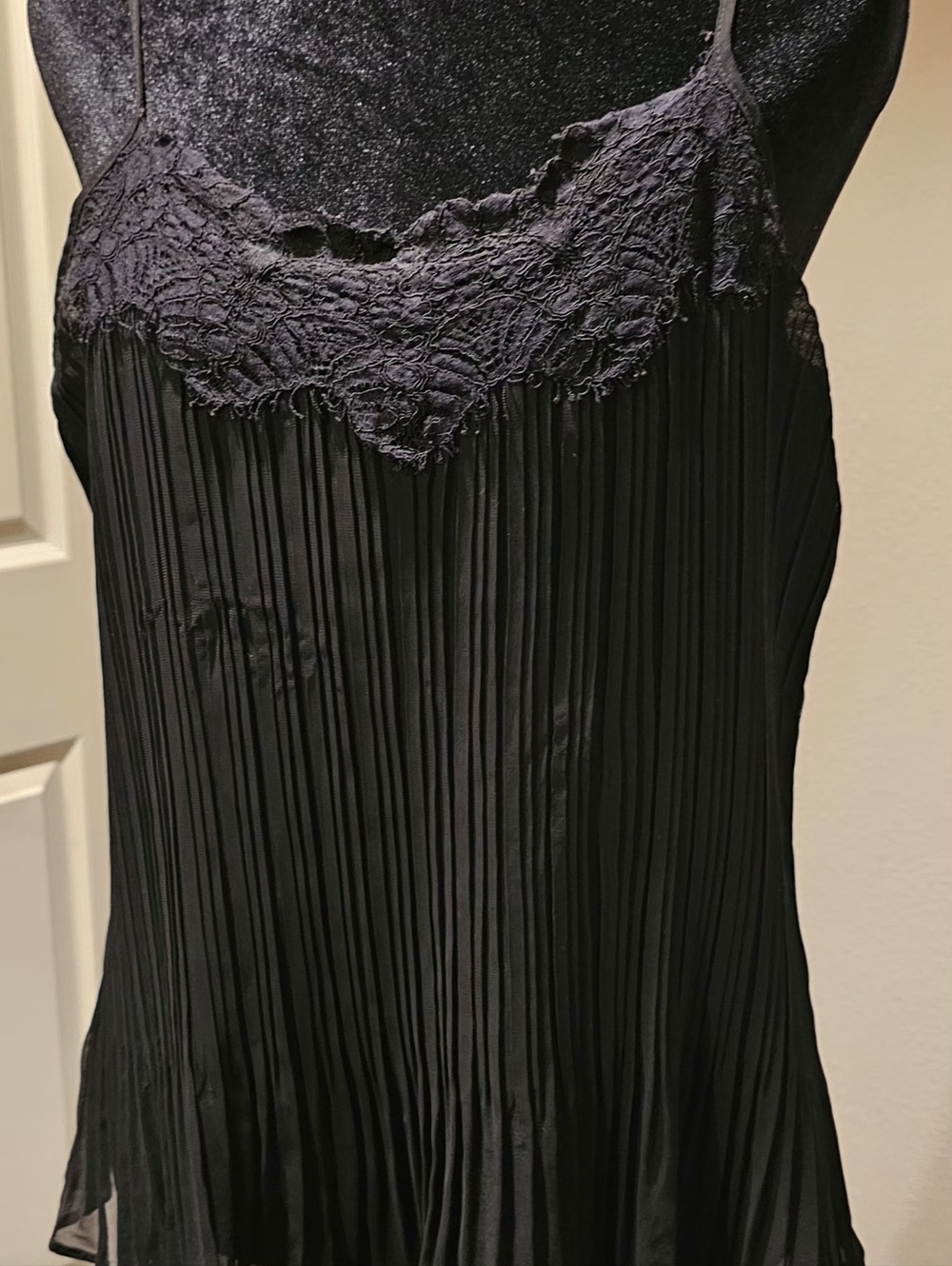 Black Lace Pleated Slip Tank